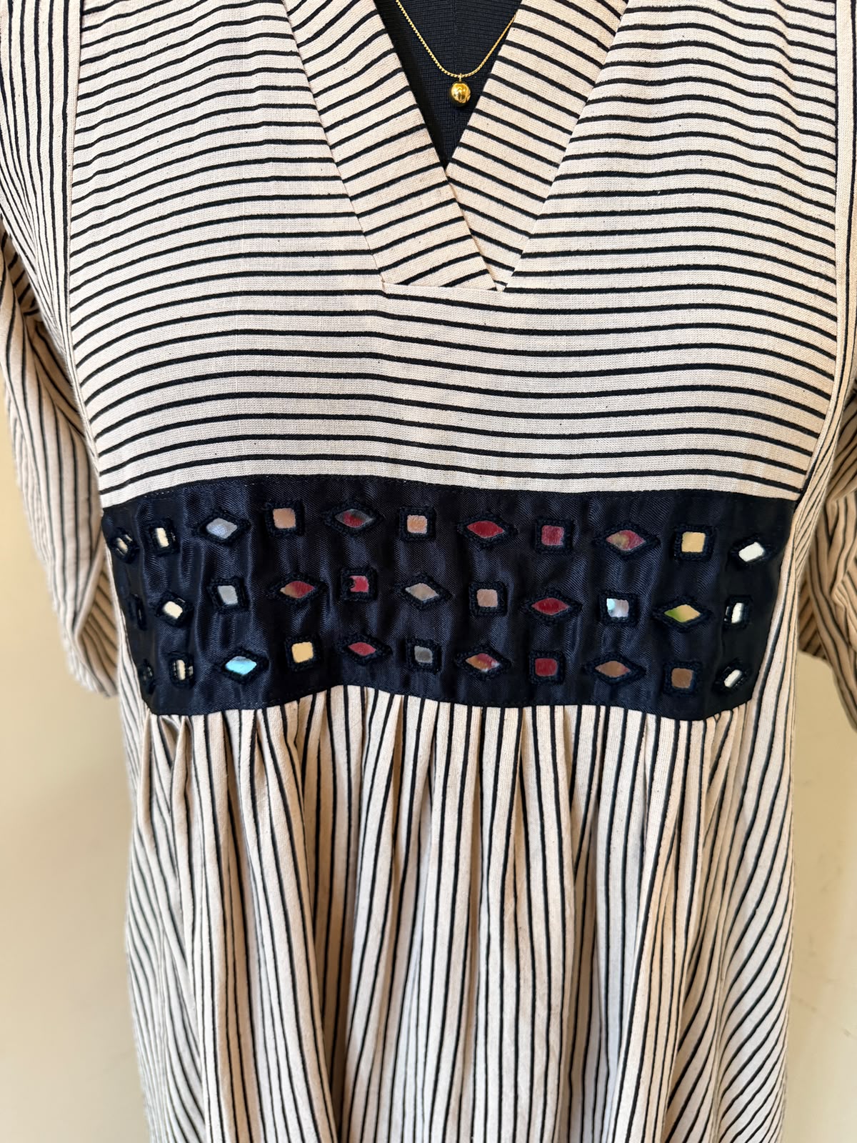 Beige Khushboo Striped Dress