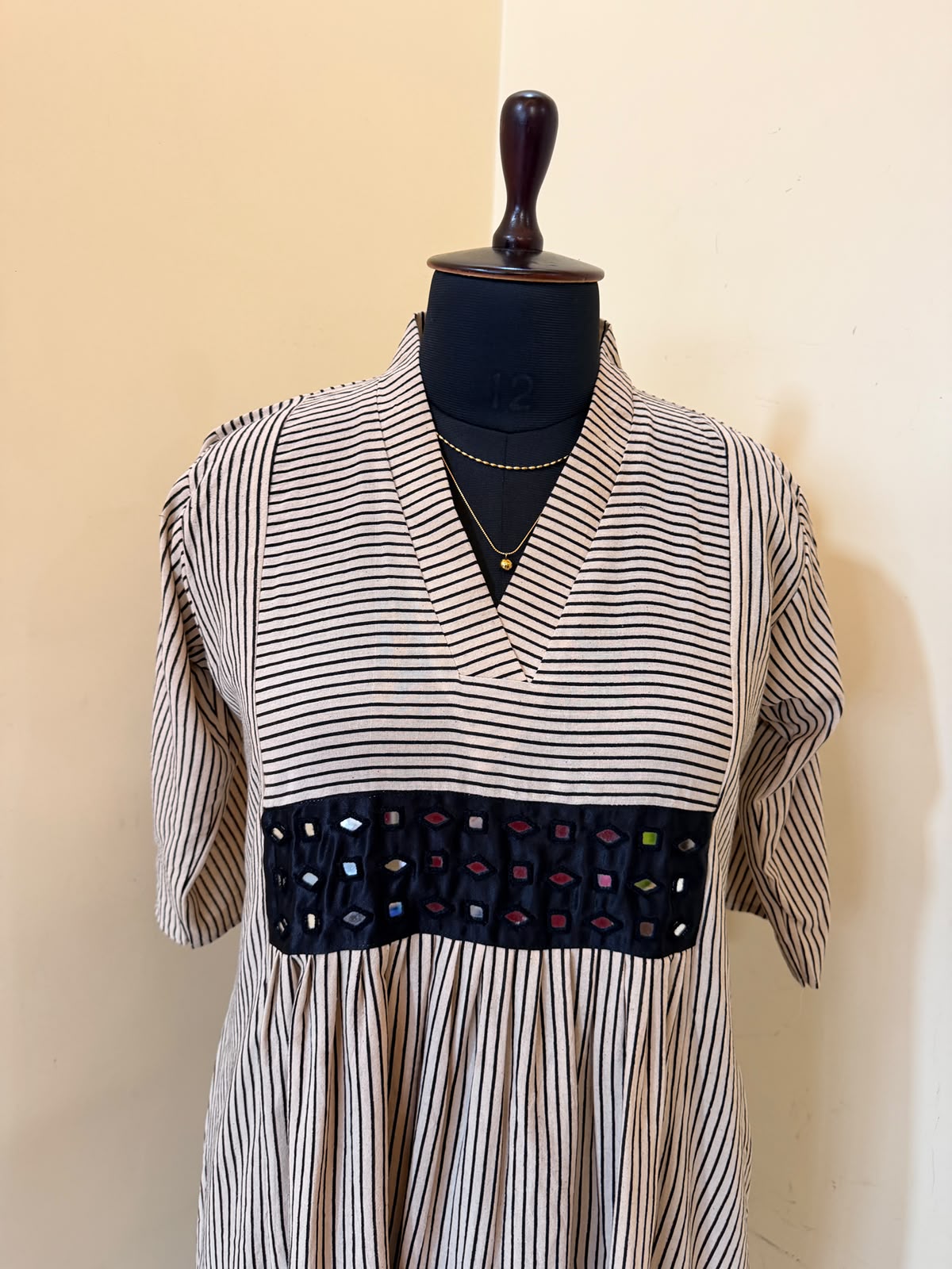 Beige Khushboo Striped Dress