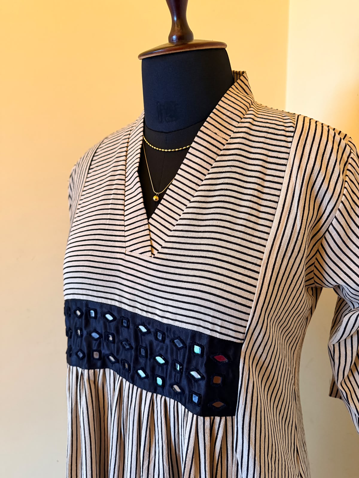Beige Khushboo Striped Dress