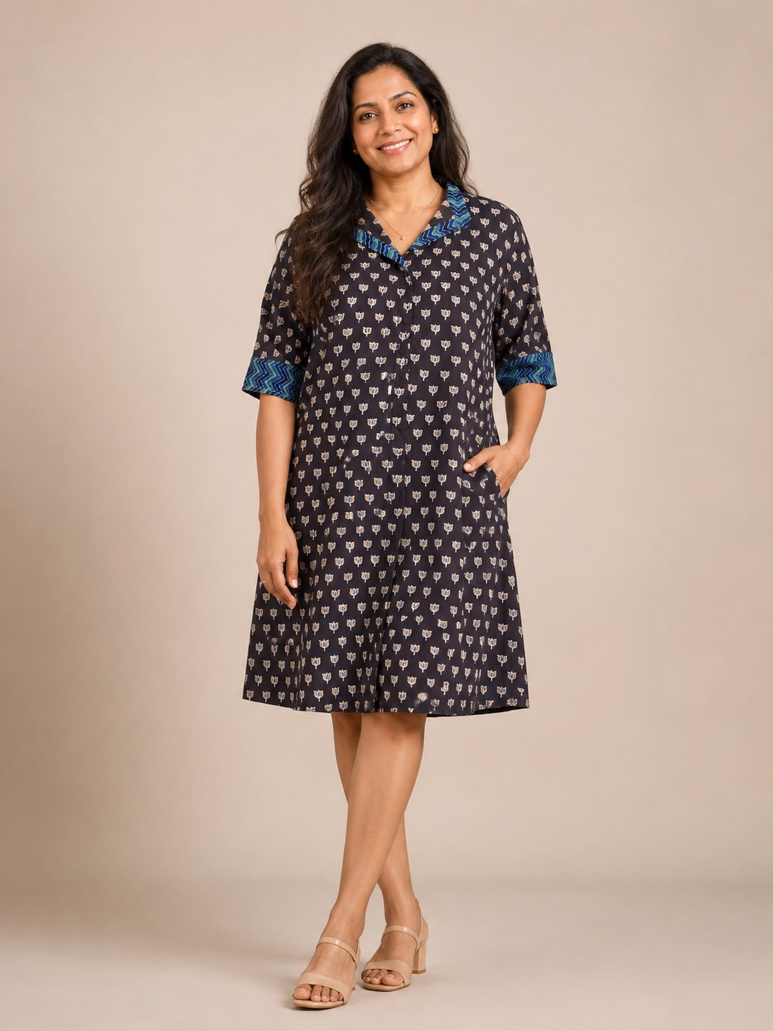 Grey-Black Heena Shirt Dress