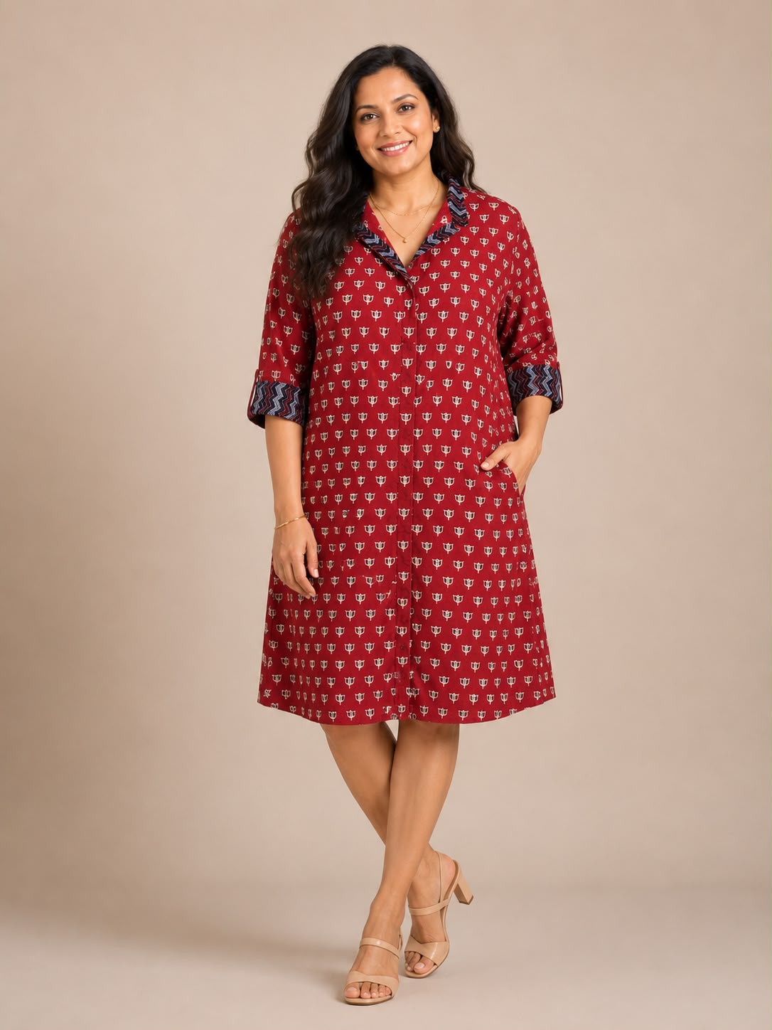 Maroon Heena Shirt Dress