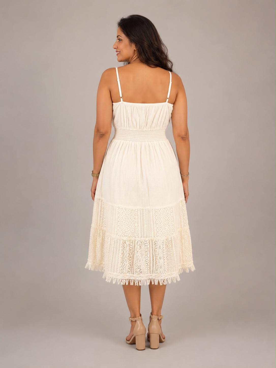 White Lace Strap Dress