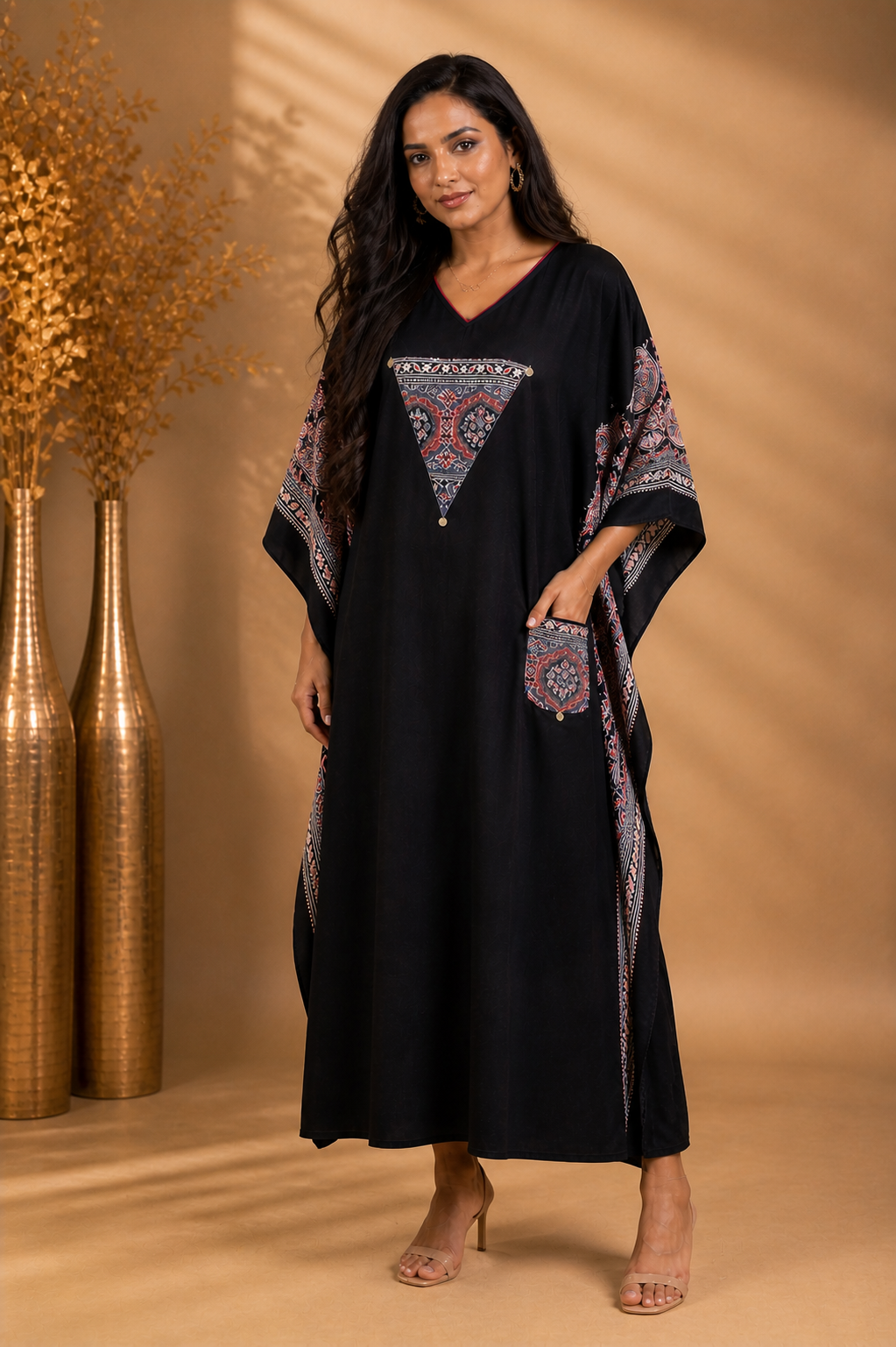 Black Modal Kaftan Dress