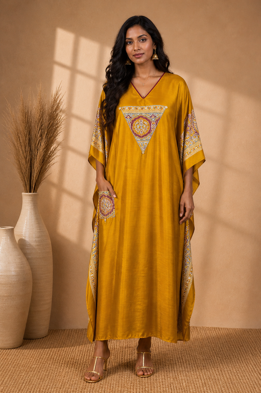 Yellow Modal Kaftan Dress