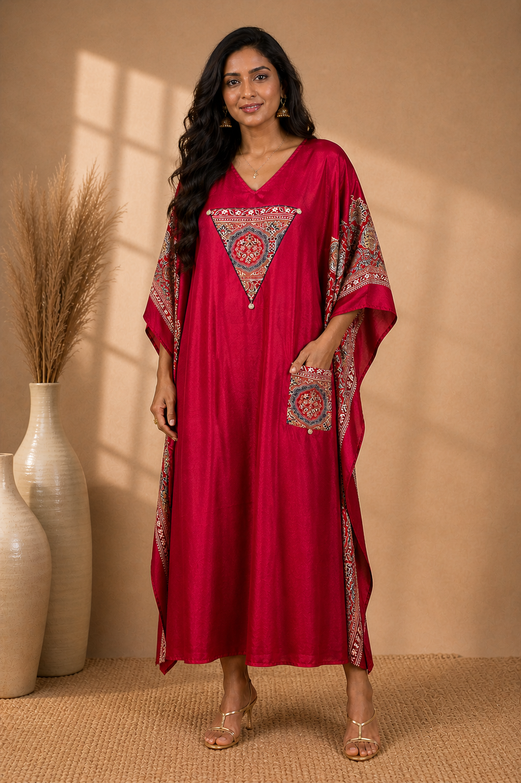 Maroon Modal Kaftan Dress
